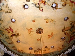 Fine details in the painted ceiling of Le Pavillon de la Lanterne